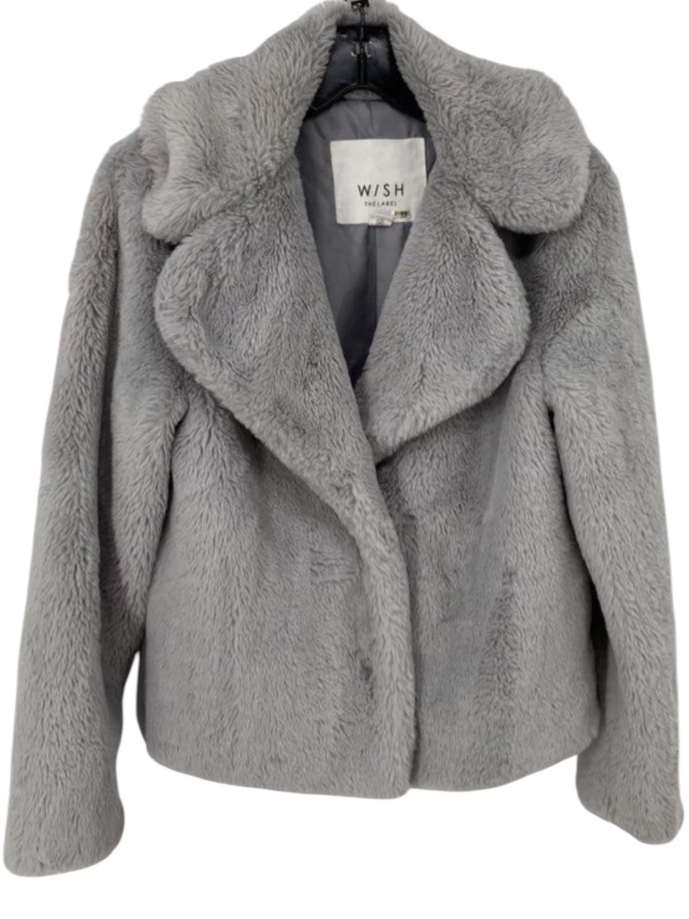 Wish The Label Faux Fur Jacket Grey Luxe Super Soft Coat